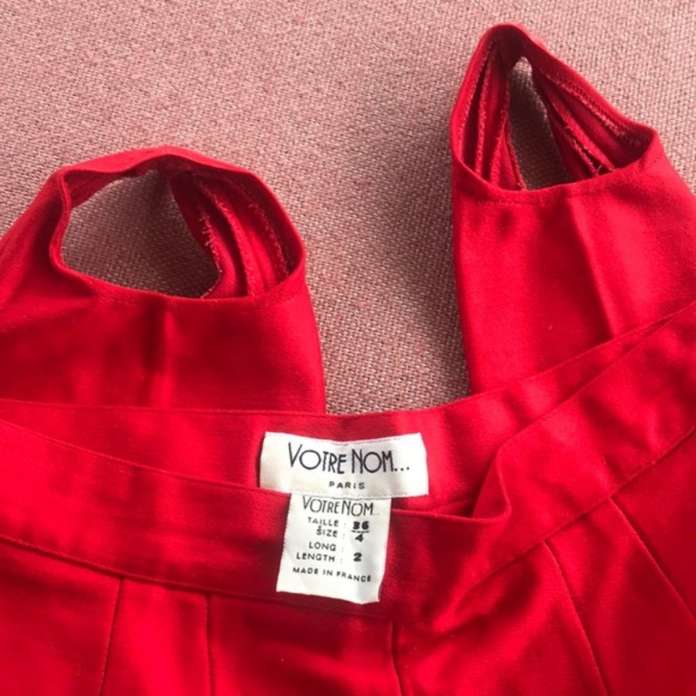 Bright red vintage Votre Nom stirrup pants